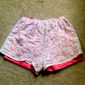 shorts with lace flower design